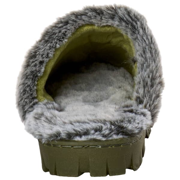 Womens Ella & Joy Microsuede Slippers with Fur Trim