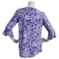 Womens Notations 3/4 Ruffle Sleeve Keyhole Jacquard Blouse - image 2