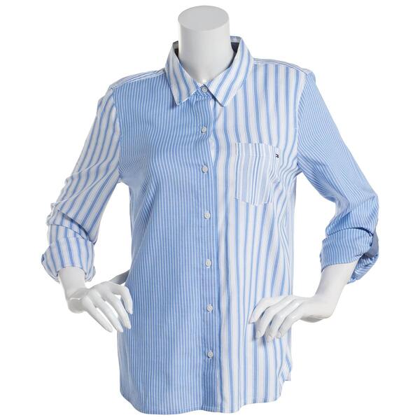 Womens Tommy Hilfiger Sport Blocked Stripes Casual Button Down - image 