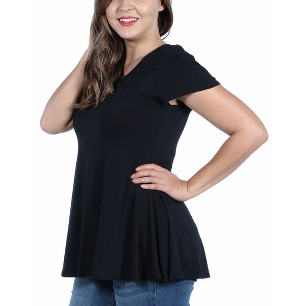 Plus Size 24/7 Comfort Apparel Short Sleeve V-neck Tunic