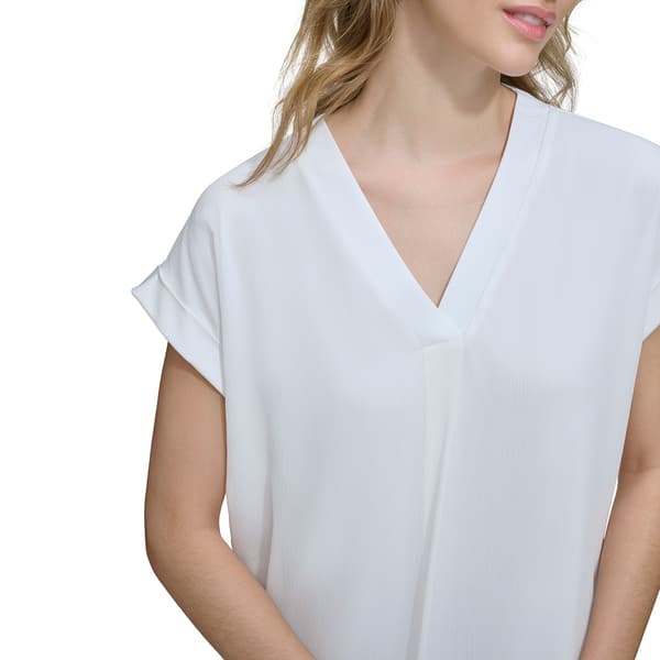 Calvin Klein Women's Long Sleeve Keyhole Neck Chiffon Blouse Black Size Medium