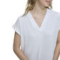 Womens Calvin Klein Short Sleeve V-Neck Knit Back Chiffon Blouse - image 3
