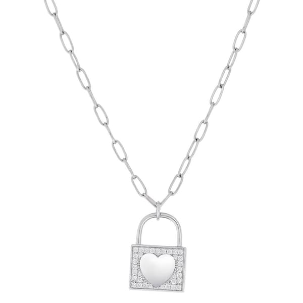 Forever New Sterling Silver CZ Heart Locket Pendant - image 