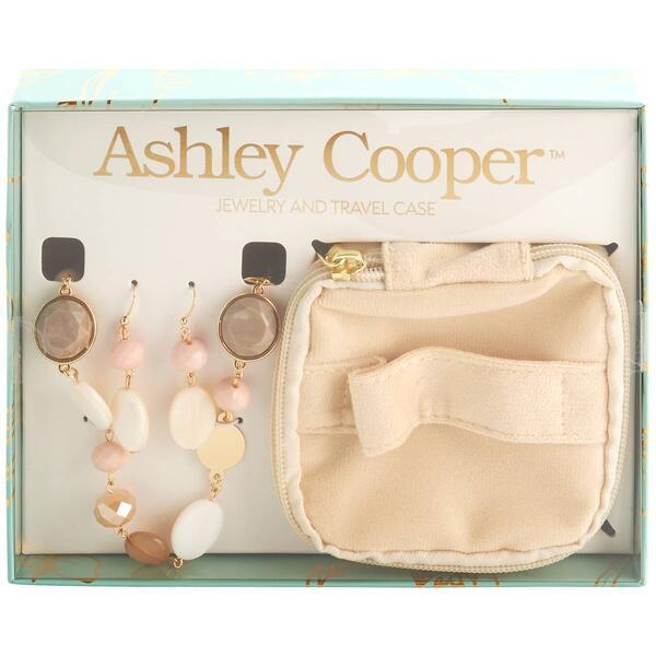 Ashley Cooper&#40;tm&#41; Blush Gold Crystal Travel Jewelry Pouch Set - image 