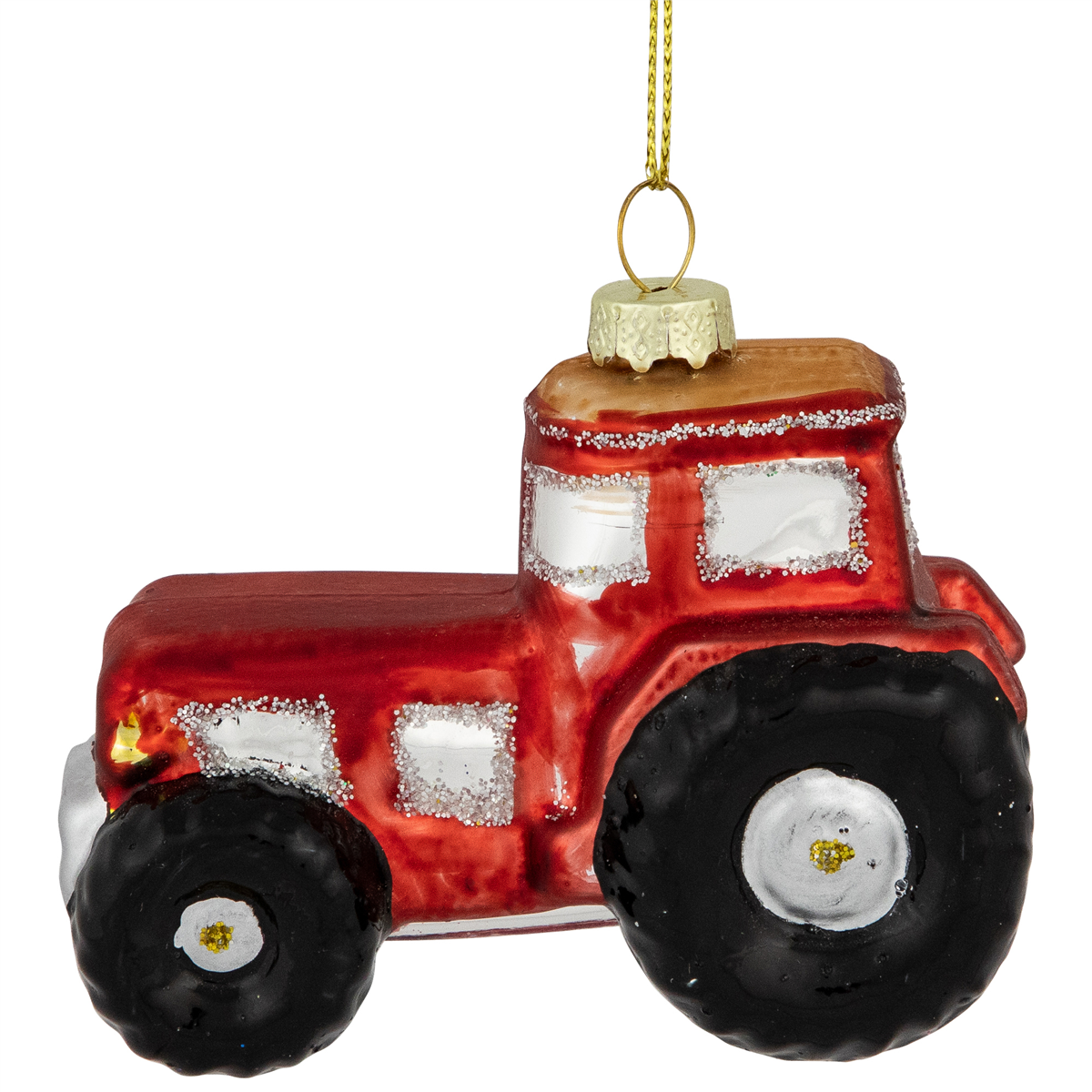 Northlight 3.5in. Red & Gold Tractor Glass Christmas Ornament