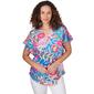Petite Ruby Rd. Bright Blooms Knit Rainforest Tropical Tee - image 1