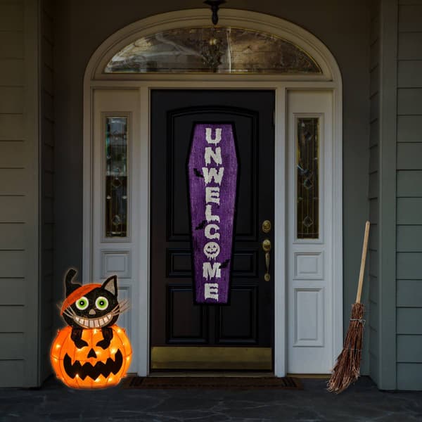 National Tree 23in. Pre-Lit Pumpkin and Black Cat Décor