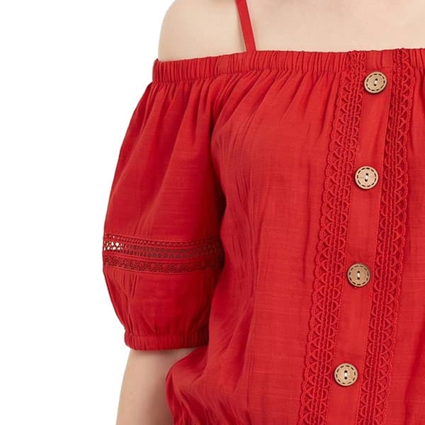 Womens NY Collection Puff Sleeve Cold Shoulder Blouse