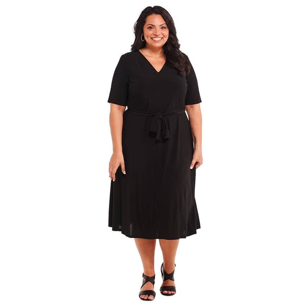 Plus Size MSK Elbow Sleeve Surplus Midi Dress - image 