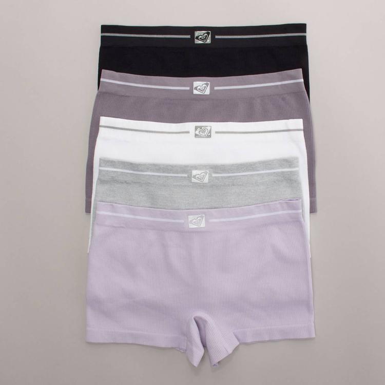 Womens Roxy 5Pk Ribbed Boyshort Panties - RX4075-5PKC
