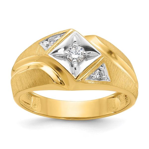 Mens Gentlemens Classics(tm) 14kt. Gold Rhodium Satin Diamond Ring - image 