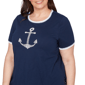 Plus Size Alfred Dunner Port Side 3/4 Sleeve Pearl Anchor Blouse - image 5