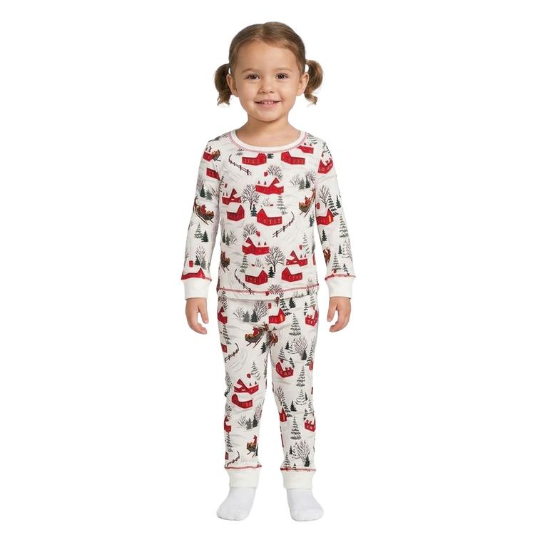 Toddlers Poppy & Clay Long Sleeve Winter Cottage Scene Pajama Set
