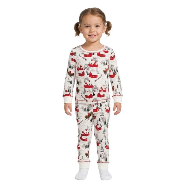 Toddlers Poppy & Clay Long Sleeve Winter Cottage Scene Pajama Set