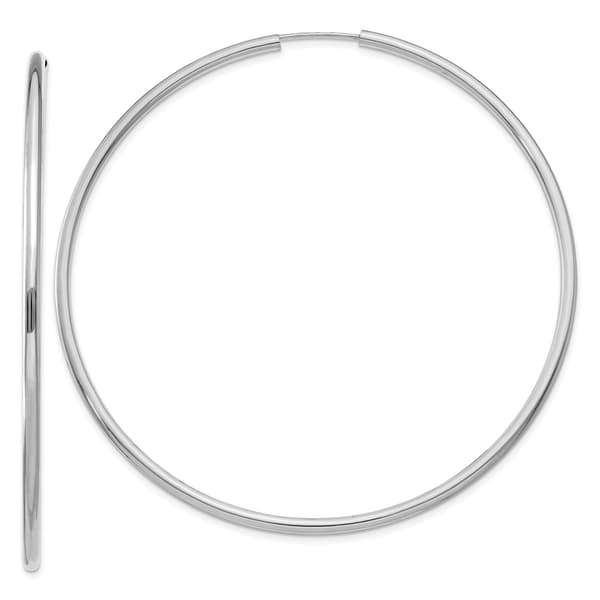 Gold Classics&#40;tm&#41; 60mm. 14k White Gold Polished Hoop Earrings - image 