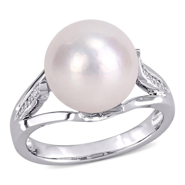 Gemstone Classics&#40;tm&#41; Cultured Pearl & Diamond Ring - image 