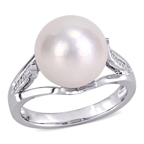 Gemstone Classics(tm) Cultured Pearl & Diamond Ring - image 