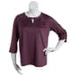 Plus Size Notations 3/4 Sleeve Geo Grommet Neck Blouse - image 1