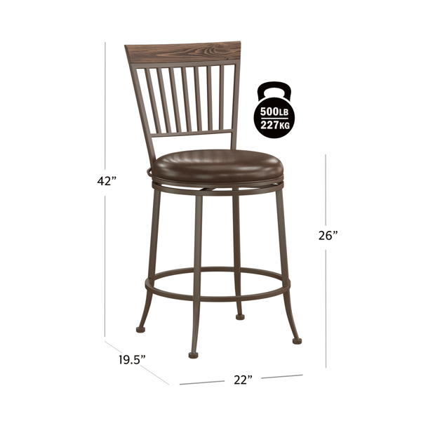 HH2 Home Hawkins Commercial Grade Counter Height Swivel Stool