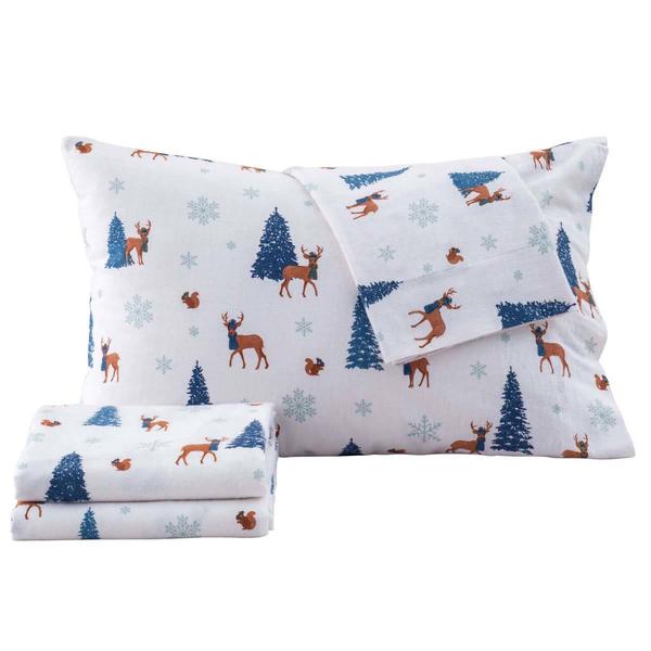 Freshfolds Cotton Little Holly Holiday 4pc. Flannel Sheet Set