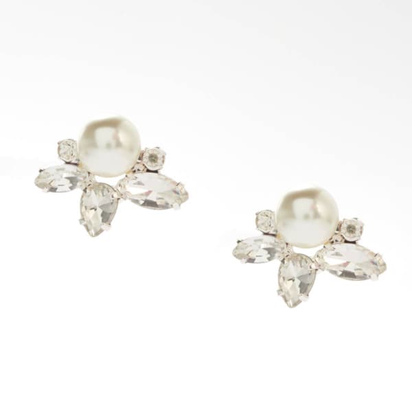 Rosa Rhinestones Pearl Mosaic Stud Earrings - image 