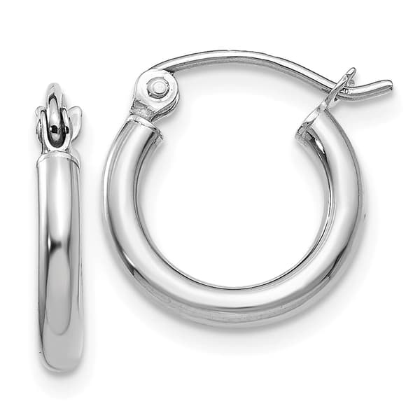 Gold Classics&#40;tm&#41; 14kt. White Gold 13mm Tube Hoop Earrings - image 