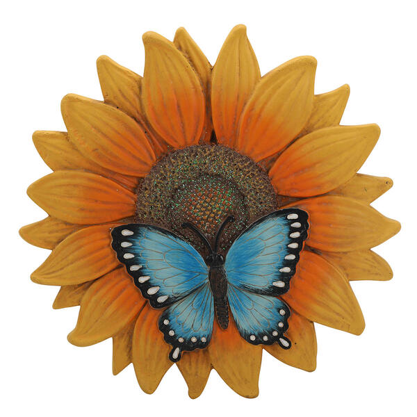 Yellow Flower & Butterfly Cement Stepping Stone - image 