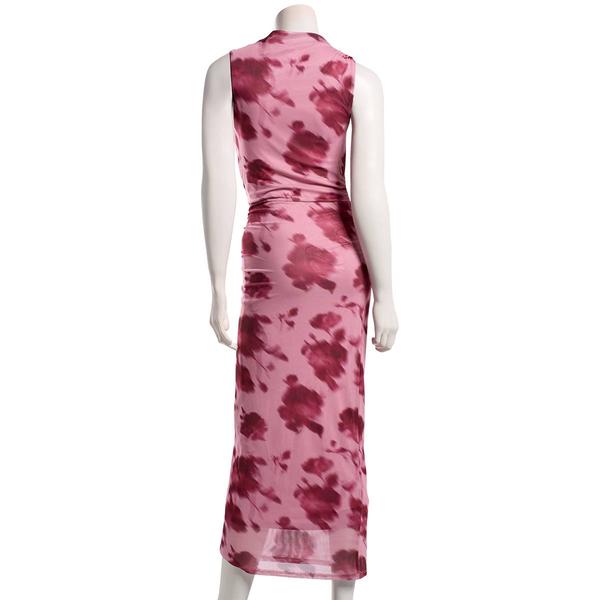 Juniors Madden Girl Mesh Funnel Neck Ruch Maxi Dress- Mauve