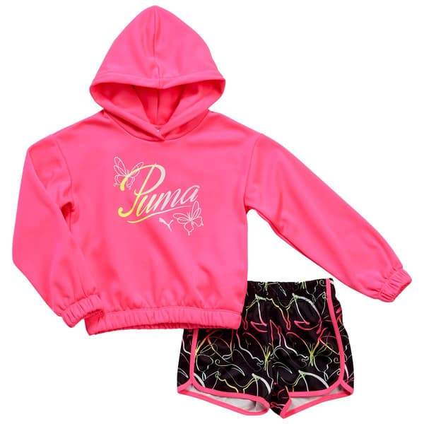 Girls &#40;4-6x&#41; Puma&#40;R&#41; 2pc. Bright Hoodie & Butterfly Shorts Set - image 