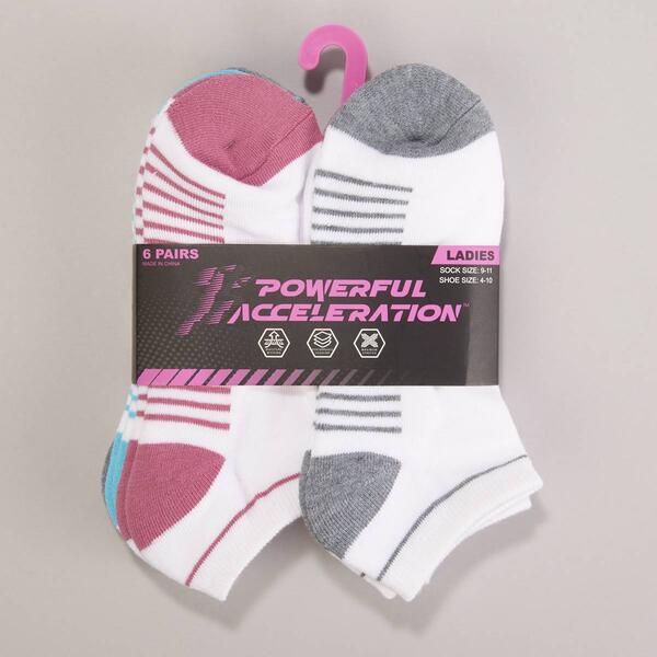 Womens Powerful Acceleration 6pk. Stripe Low Cut Socks - image 