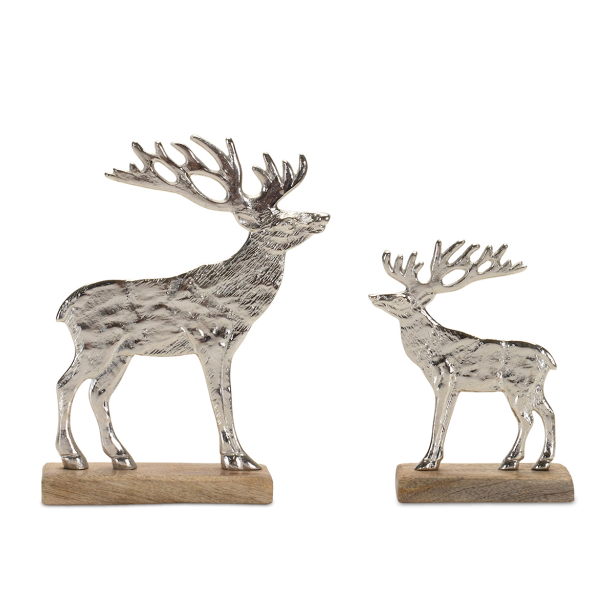 Melrose Metal Deer Silhouette with Wood Base - Set of 2