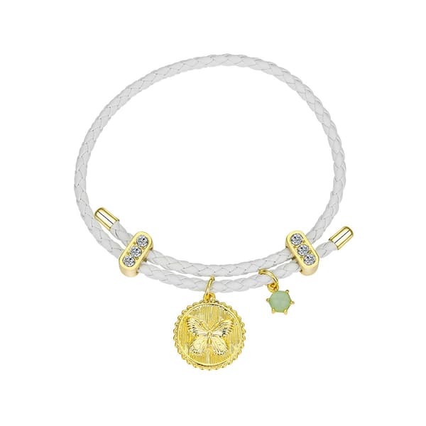 Shine Crystal Butterfly Amazonite Stone Leather Bracelet