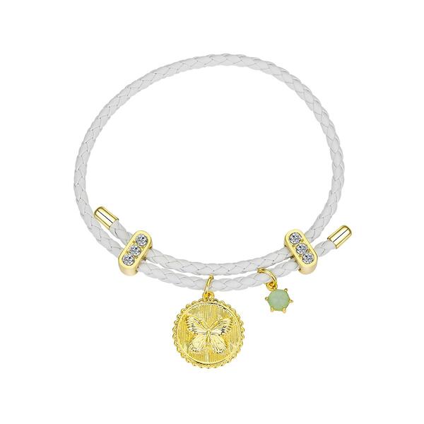 Shine Crystal Butterfly Amazonite Stone Leather Bracelet - image 