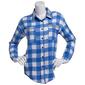 Juniors No Comment Buffalo Oversized Studded Flannel Shirt - image 1