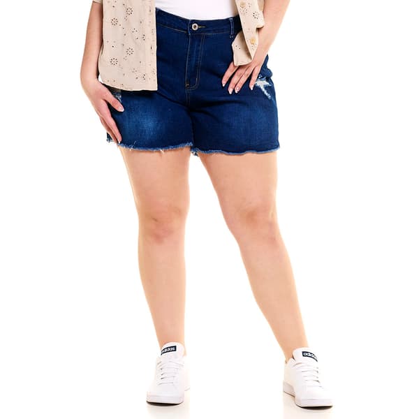 Juniors Plus California Vintage Destructed Fray Hem Shorts