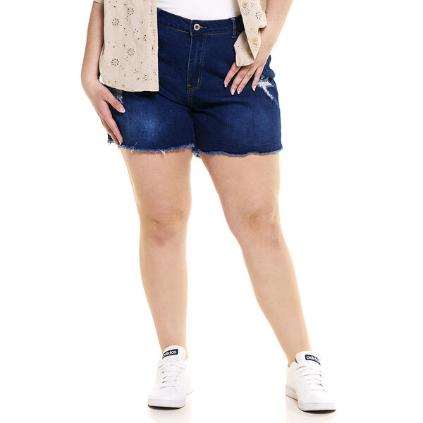 Juniors Plus California Vintage Destructed Fray Hem Shorts - image 