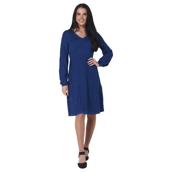 Womens Nina Leonard Long Balloon Sleeve Fit & Flare Sweater Dress - image 