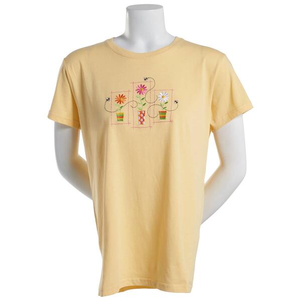 Womens Top Stitch by Morning Sun Daisy Trio Tee - image 