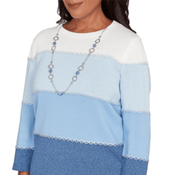 Womens Alfred Dunner Ann Arbor Color Block Lace Trim Sweater