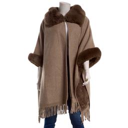 Womens Modena Faux Fur with Snap Closure Ruana