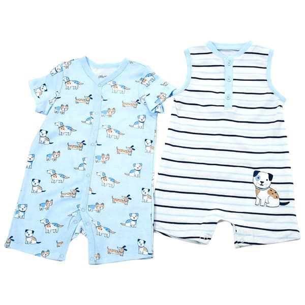 Baby Boy &#40;3-12M&#41; Little Me&#40;R&#41; 2pk. Puppies Rompers - image 