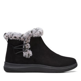 Womens Clarks(R) Breeze Fur Ankle Boots - Black