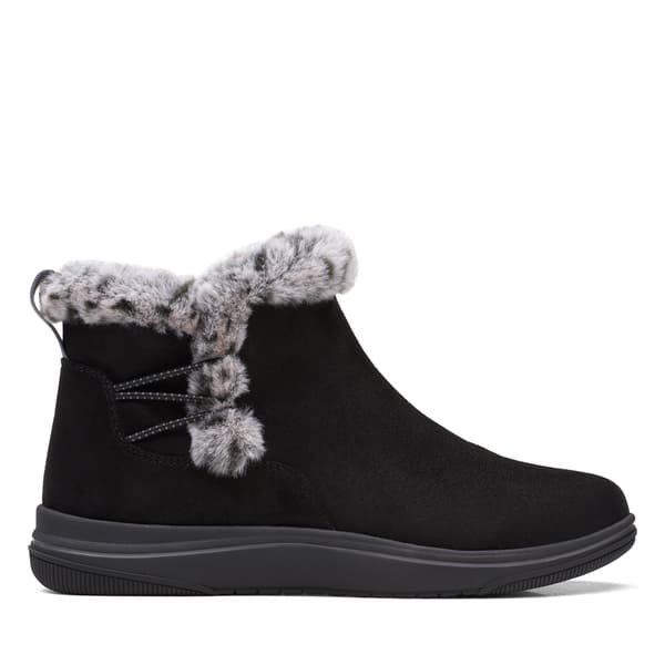 Womens Clarks(R) Breeze Fur Ankle Boots - Black - image 