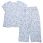 Womens Anne Klein Short Sleeve Floral Wide Leg Pants Pajama Set - image 1