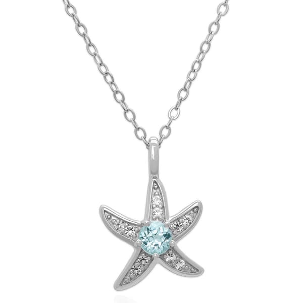 Gianni Argento Sterling Silver & Blue Topaz Starfish Pendant - image 