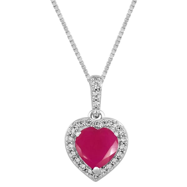 Gemstone Classics(tm) Created Ruby White Sapphire Heart Pendant - image 