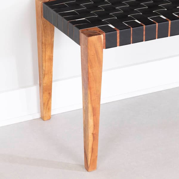 South Shore Balka Woven Matte Black Leather Bench