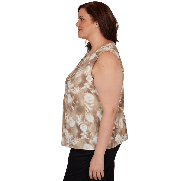 Plus Size Emaline Verde Grove II Sleeveless Keyhole Neck Blouse