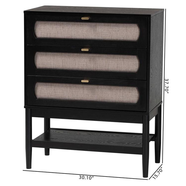 Baxton Studio Shirin Mid-Century Wood 3-Drawer Chest