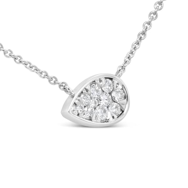 Haus of Brilliance 14kt. White Gold Diamond Teardrop Pendant - image 